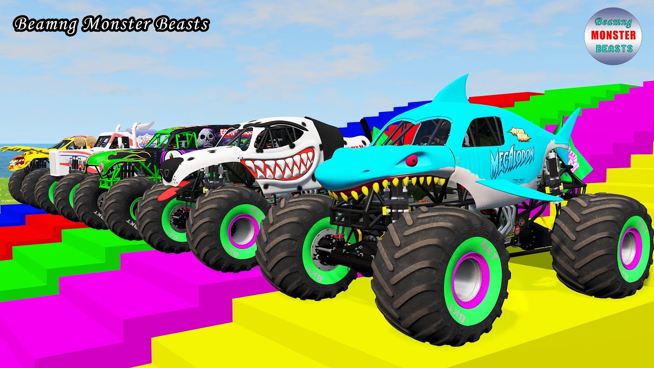 Monster Truck Transport on Triple Flatbed Trailer – BeamNG Monster Beasts #237
