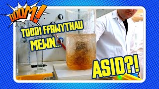 Toddi ffrwythau mewn Asid! | Welsh Kids Science Show Fruit Experiment