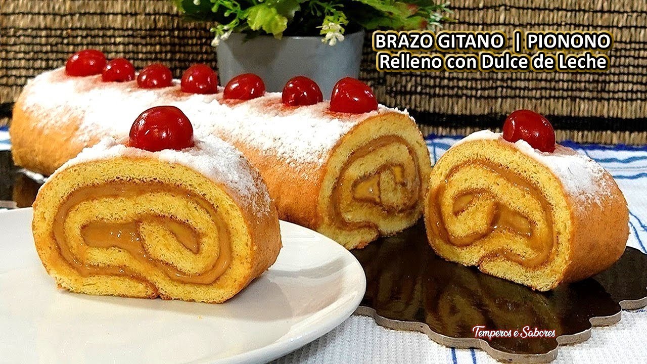 BRAZO GITANO | PIONONO RELLENO DE DULCE DE LECHE Delicioso Económico y Fácil de Hacer