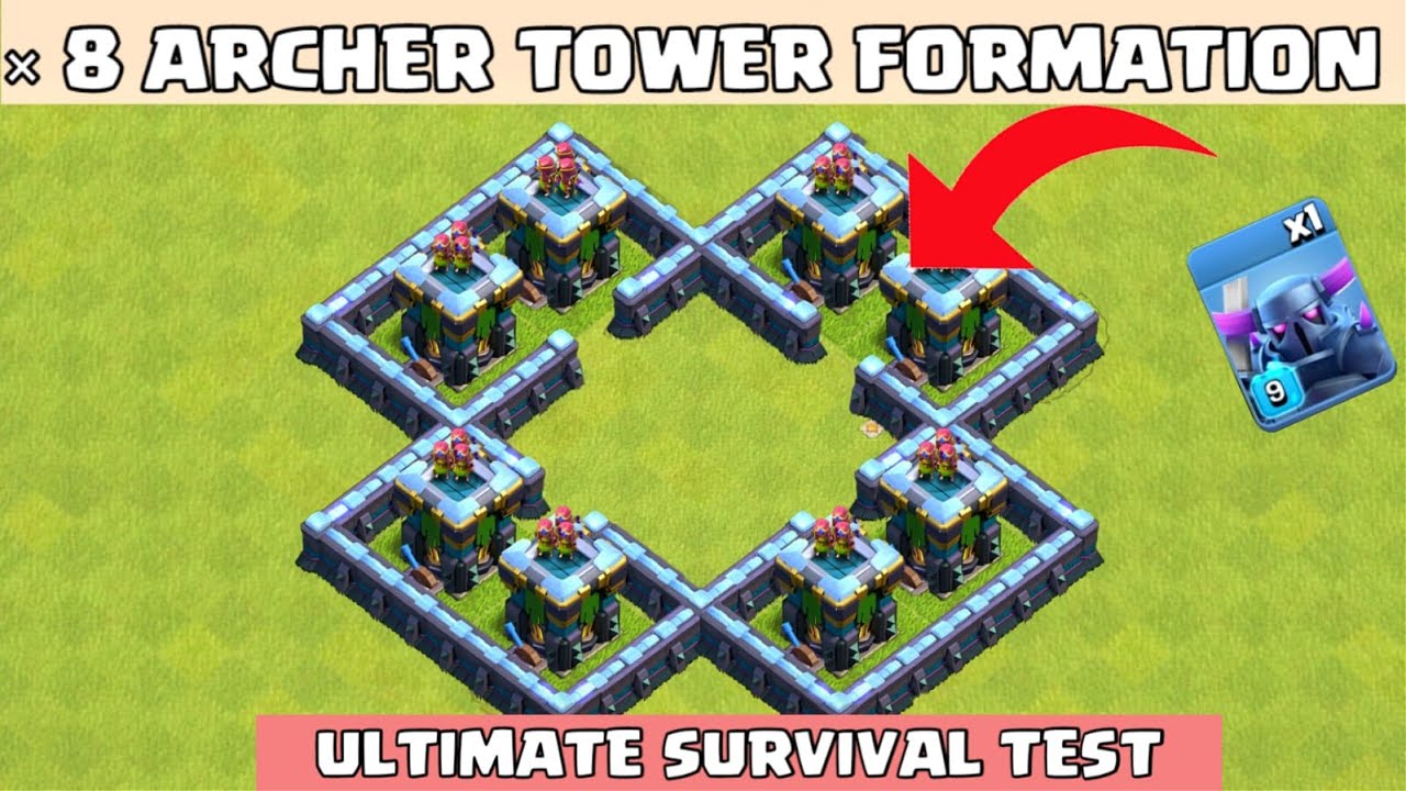 (x8)Archer Tower Vs All Max Level Troops On Coc||(x8)Archer Tower||Coc||Clash Of Clans||WinterUpdate
