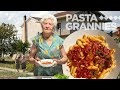 95yr old Rosa makes an easy pasta with stewed peppers and tomatoes! | Pasta Grannies