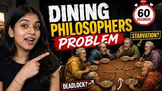 Dining Philosophers Problem Explained in 60 Seconds! 🍝 | Deadlock & Starvation