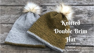 Knitted Double brim Hat ( written pattern & Tutorial )