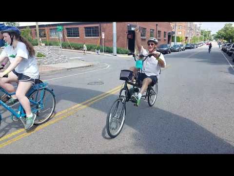 14th Annual Tour De Nash riding a recumbent bike made from scrap that looks like a deer stand