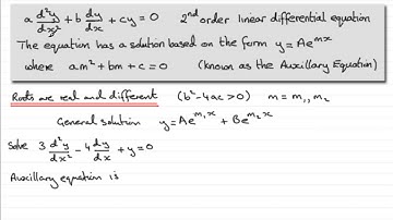 2nd Order Linear Differential Equations - Auxillary Equation : Real Different Roots : ExamSolutions