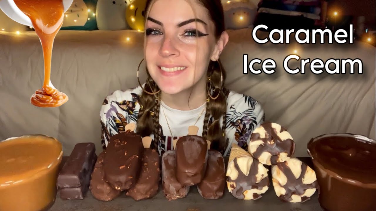 CHOCOLATE CARAMEL ICE CREAM MUKBANG! (Vegan) (No Talking)