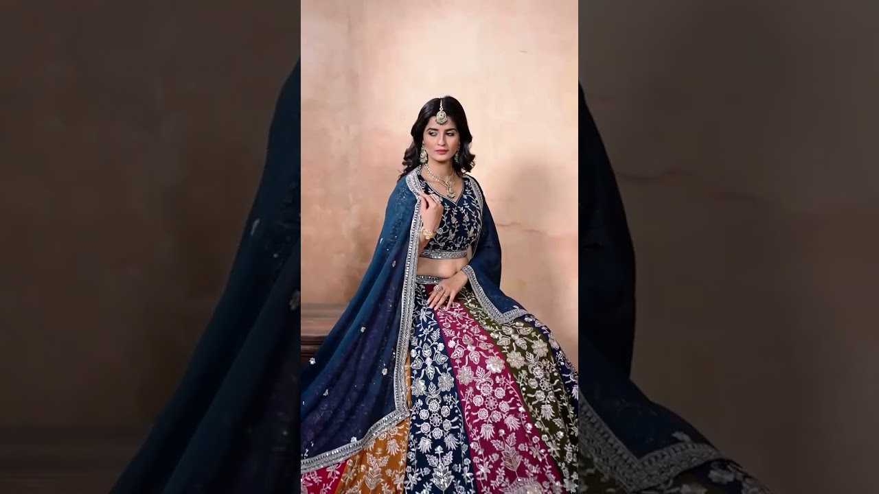 Multicolor Zari Embroidered With Sequins Work Lehenga – Faux Georgette Wedding Wear