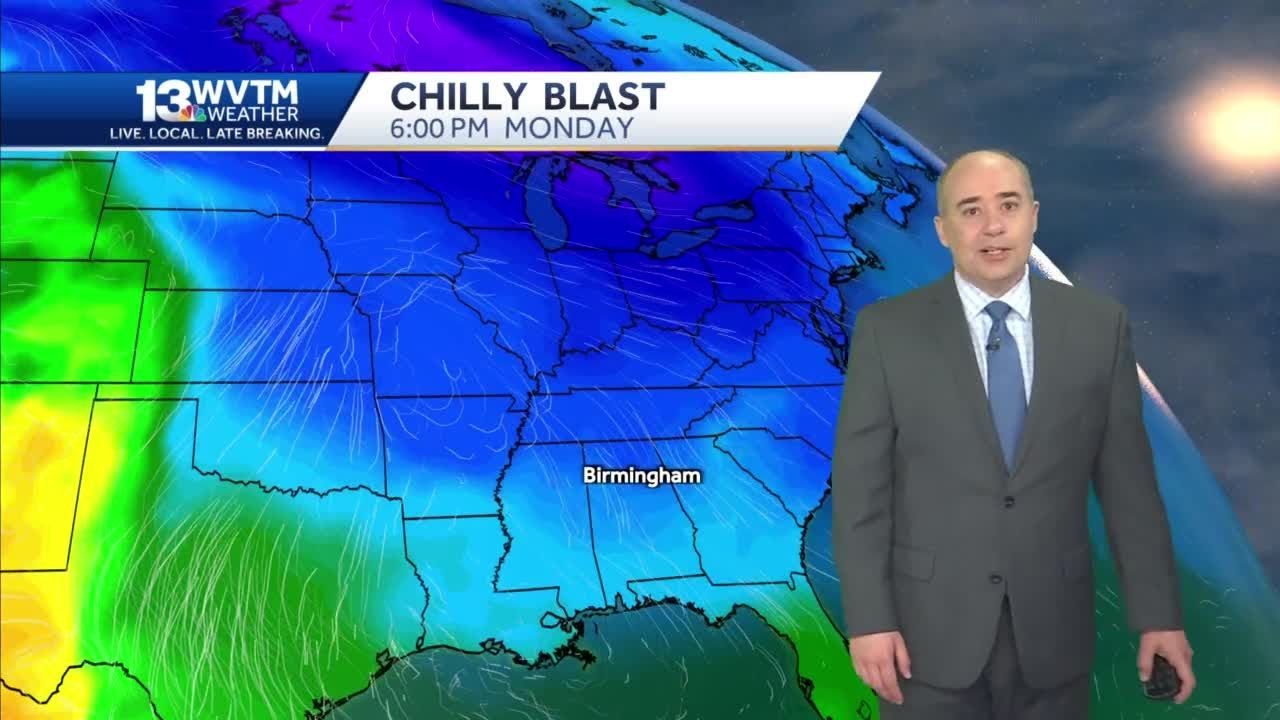 A blast of chilly air headed for Alabama again this weekend - YouTube