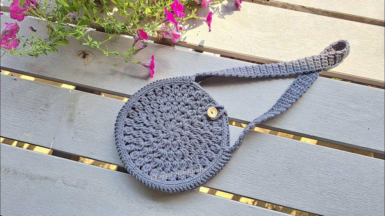 Пошаговый мастер-класс по вязанию крючком круглой сумки | Как связать круглую сумку | Chompu Hand...