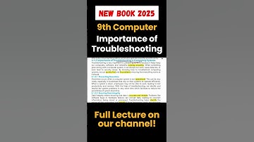 Importance of troubleshooting 9th class computer new book 2025