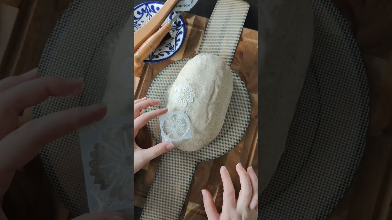 Bread should be pretty! 🌸 Adding flower stencils to my sourdough