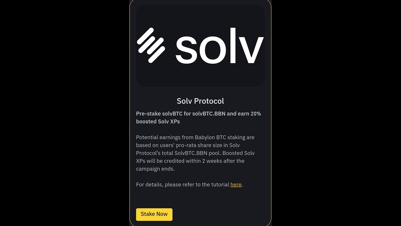 Pre-stake solvBTC for solvBTC.BBN and earn | Babylon's Airdrop Binance Web3 | Babylon's Airdrop