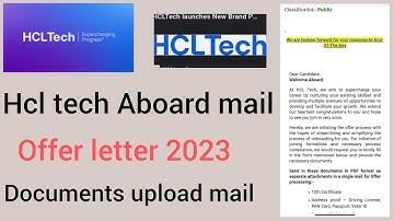 Hcl tech onboarding mail | Hcltech bgv mail #hcl #hclonboarding #hclrecruitment #hcltechnologies