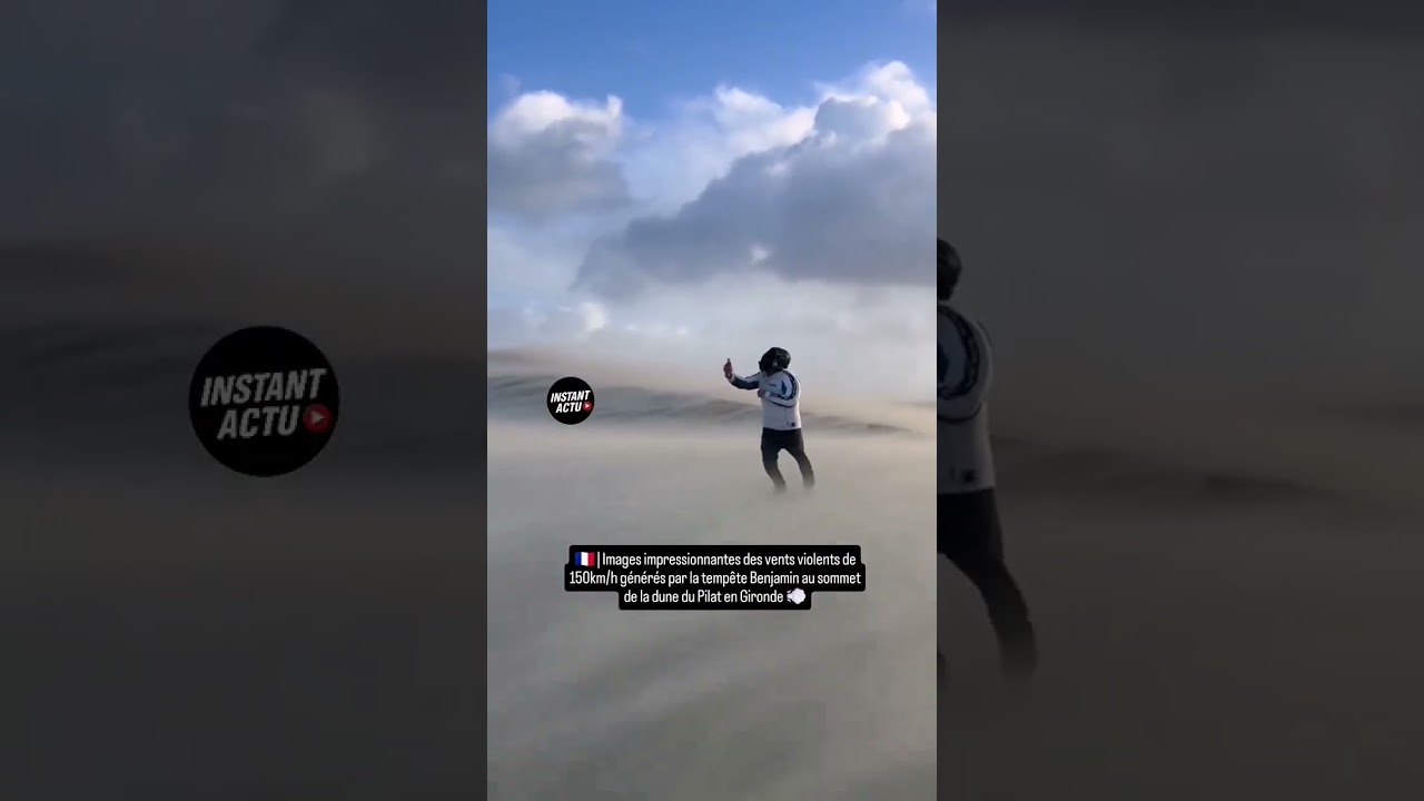 🌪️ Vents à 150 km/h sur la Dune du Pilat pendant la Tempête Benjamin | Images Impressionnantes !