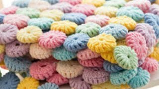 How To Crochet Macaron Circles Afghan Blanket I Yoyo Puff Macaron