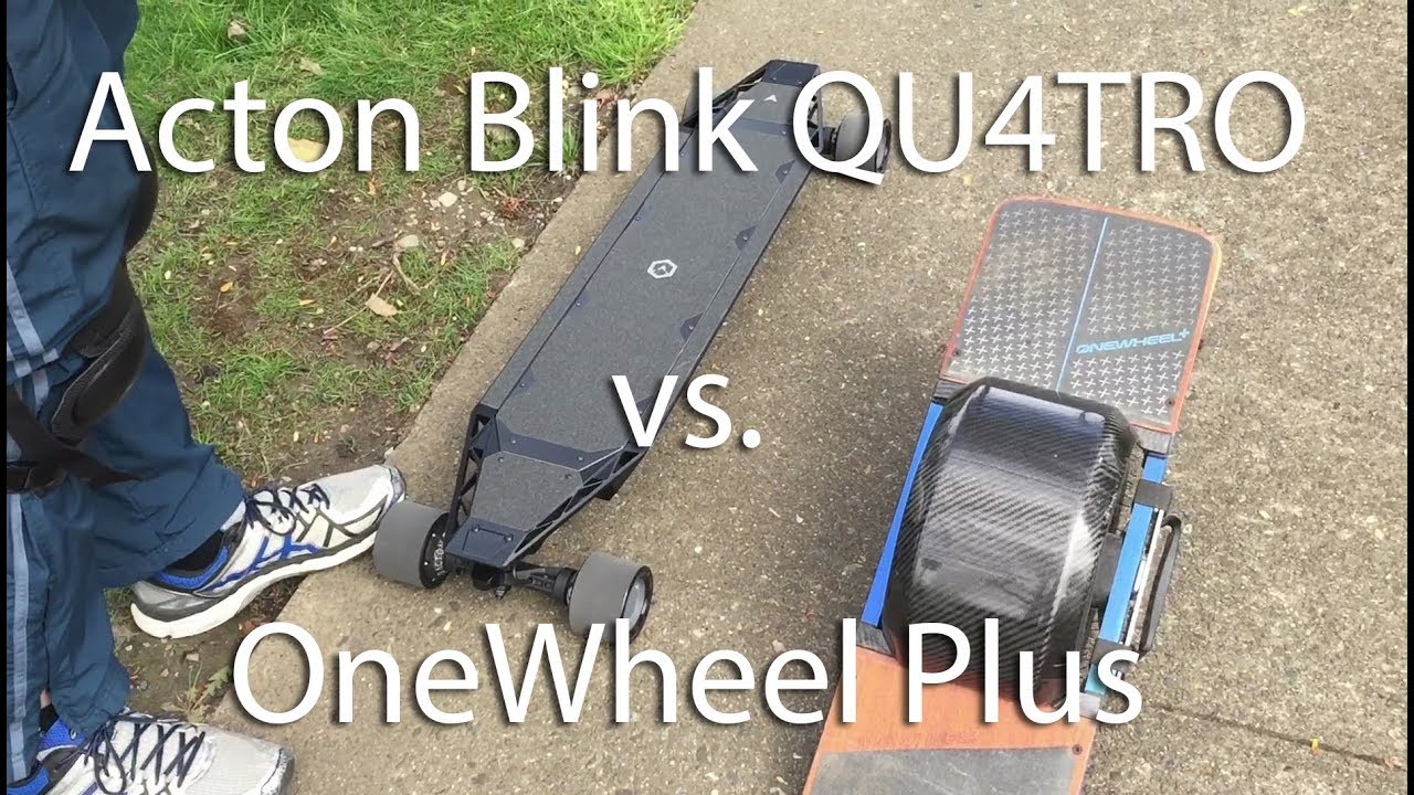 Acton Blink QU4TRO Unboxing & 12 Mile Test Ride vs. Future Motion OneWheel Plus + Death Wobble!