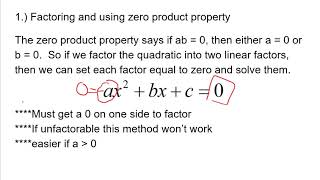 Pre-Calculus: Unit 0 Solving Quadratic Equations Part 1