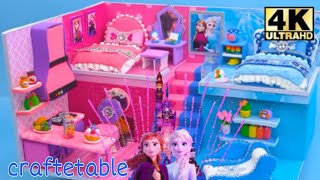 Make Simple Elsa House In Hot Vs Cold Style With Two Bed Rooms From Cardboard Diy Miniature House