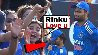 Rinku Singh Started blushing when Ireland female fan did this • Bumrah teasing rinku • Rinku sixes