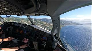 CHALLENGING LANDING AT MADEIRA FUNCHAL AIRPORT - B737 COCKPIT VIEW (WITH ATC & INTERCOM AUDIO 4K)