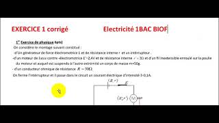 EXERCICE corrigé Comportement global dun circuit électrique ( PHYSIQUE 1BAC BIOF)