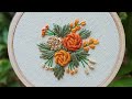 Hand Embroidery : Bullion Rose and French Knots / Hand Embroidery tutorial video for Beginners