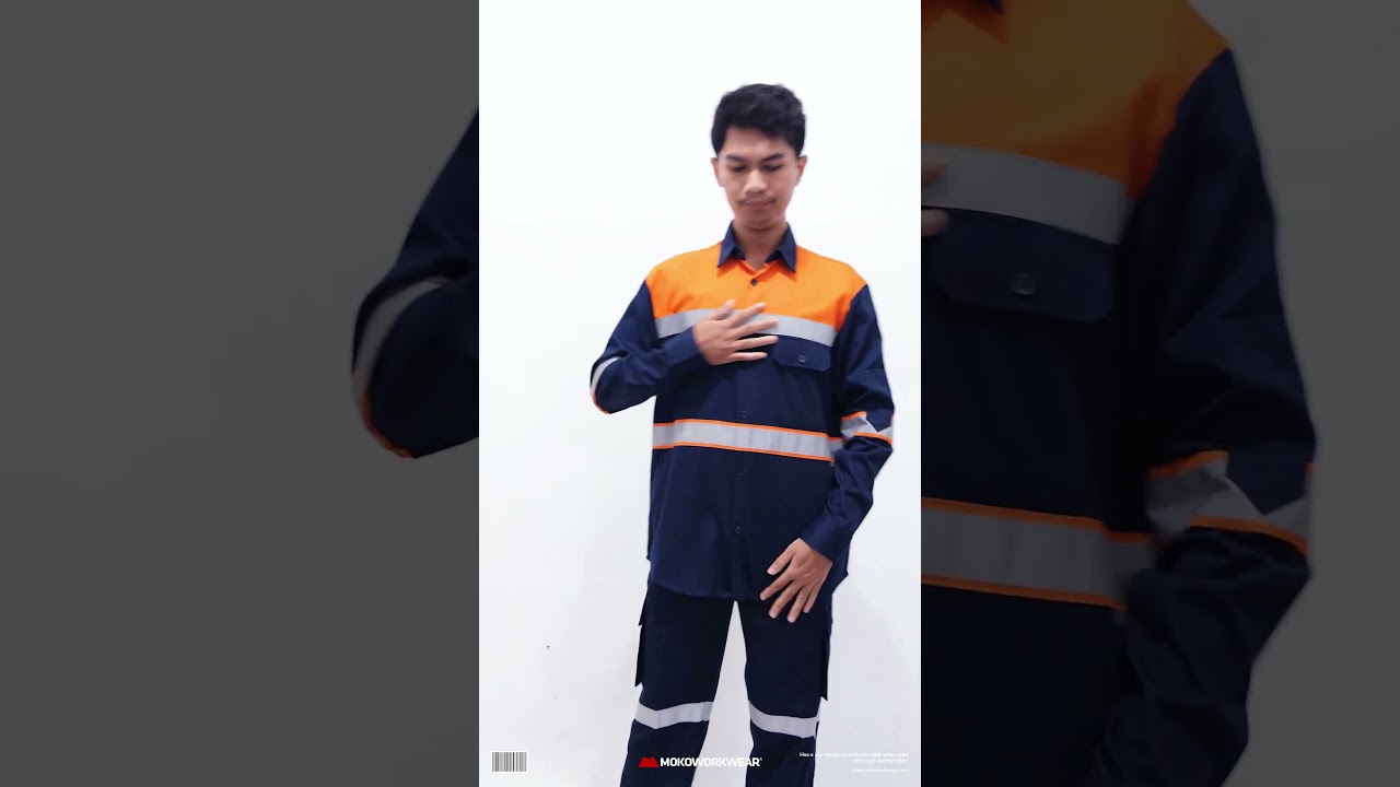 Wearpack Safety Orange Navy MokoWorkwear — Terang, Tangguh, & Siap Kerja! 🚧 