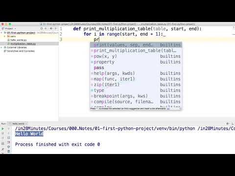 video5 3 Step 03   Execise   Write Multiplication Table Method with PyCharm
