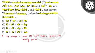 The standard electrode potential \( \left(\mathrm{E}^{\circ}\right) \) values of \( \mathrm{Al}^...