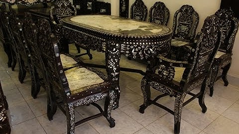 BỘ BÀN ĂN CẨN ỐC XÀ CỪ 4 MẶT  XƯA CŨ