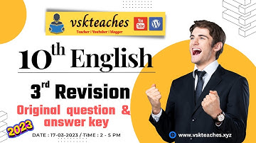 10th std English 3rd revision original question paper and answer key download 2023