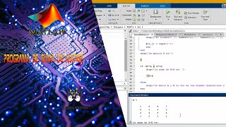 MATLAB | COMMAND WINDOW「 PROGRAMA DE SUMA DE MATRIZ 」