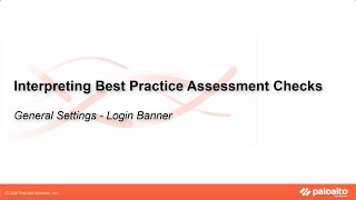 General Settings - Login Banner - Interpreting BPA Checks - Devices