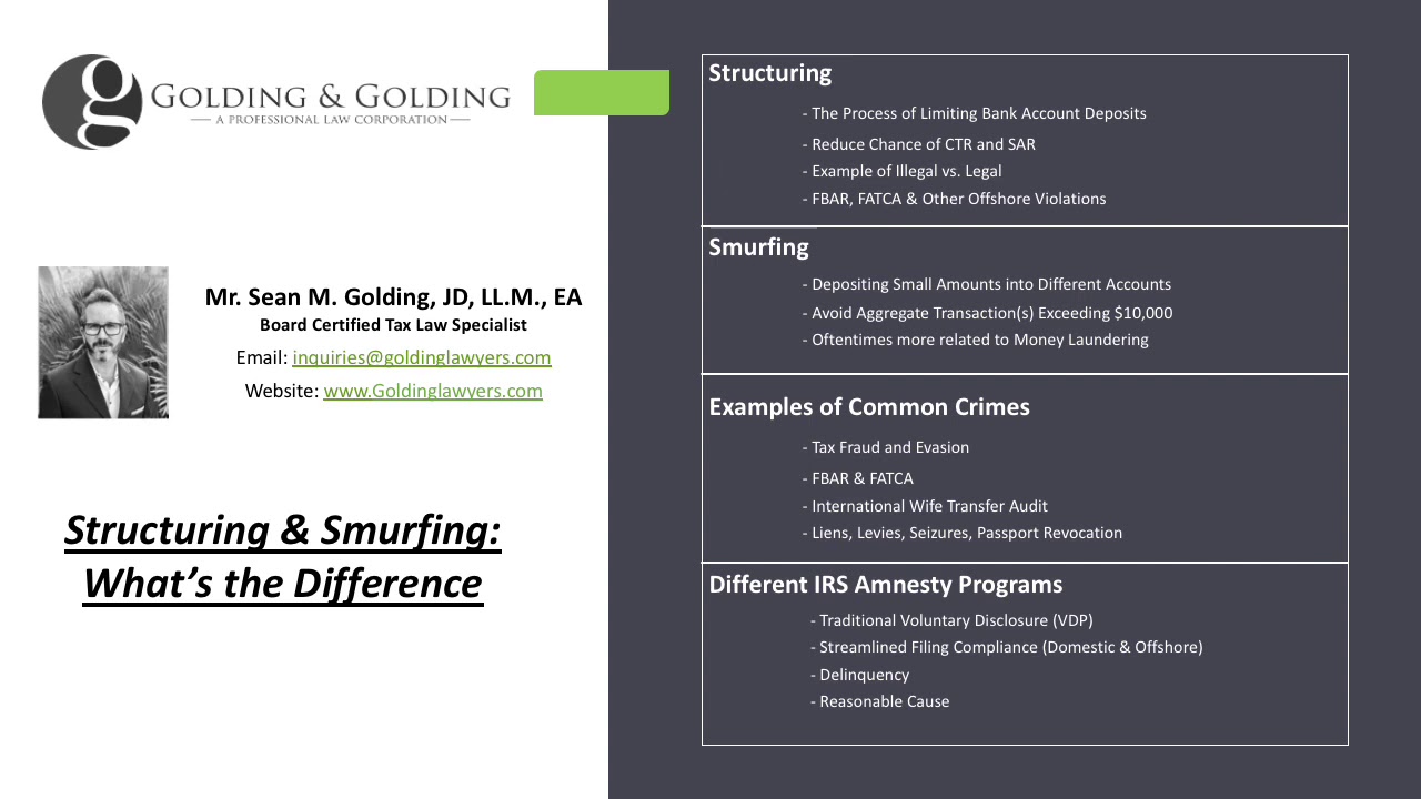 Structuring & Smurfing Example: What's the Difference?