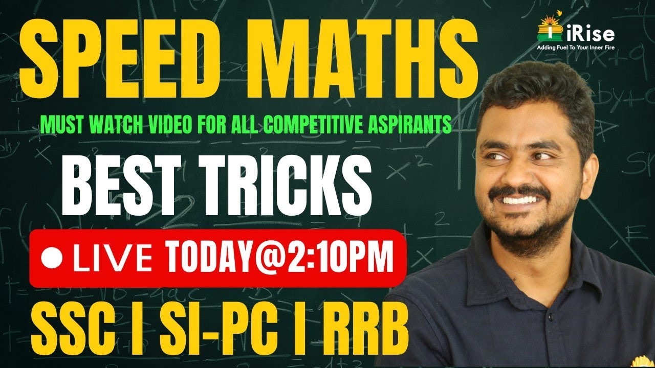 🔴LIVE🔴 TODAY @SPEEDMATHS BEST TRICKS USEFULL FOR ALL COMPETITIVE EXAMS #irisesiofflineclasses