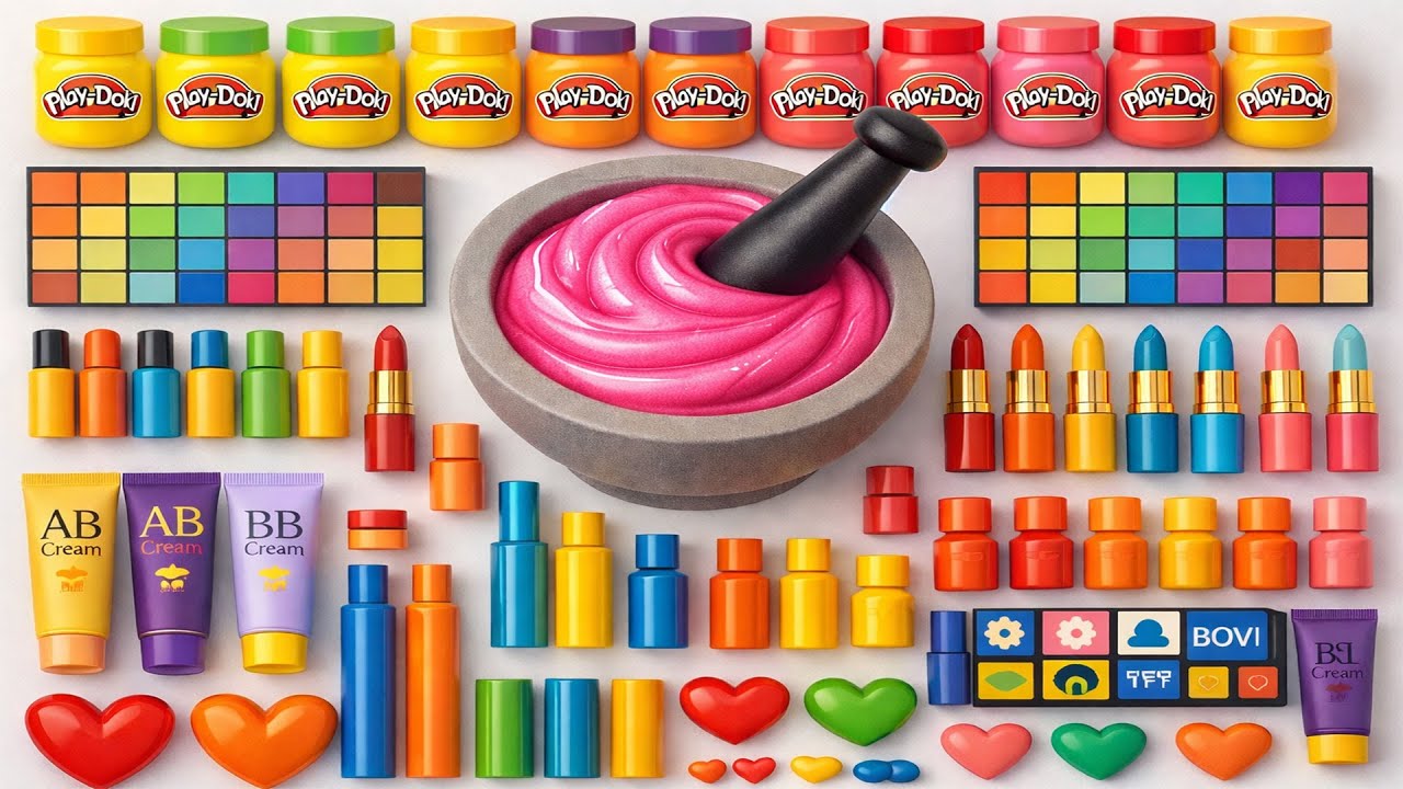 Satisfying Slime ASMR DIY 🌈 How to Make Pink Cloud Slime with Makeup Eyeshadow BBcream Toys Glitter