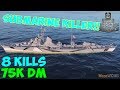 World of WarShips | T-61 | 8 KILLS | 75K Damage - Submarine Killer Replay Gameplay 4K 60 fps