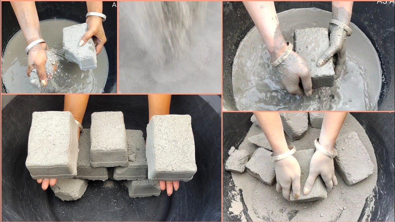 Asmr - Super soft dusty sand cement dry water 💦crumbling/dipping satisfying video 😴