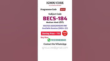 BESC 184 Solved Assignment PDF 2024-25 in Hindi, BAM program BECS-184 Solved assignments