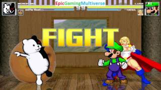 Power Girl & Luigi VS Monokuma The Evil Teddy Bear & Annoying Orange In A MUGEN Match / Battle