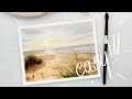 Watercolor sepia SEASCAPE - step by step landscape painting tutorial