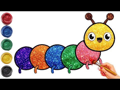 How To Draw & Paint a Glitter Caterpillar |Easy Glitter Art & Coloring for Kids | Fun Craft Activity