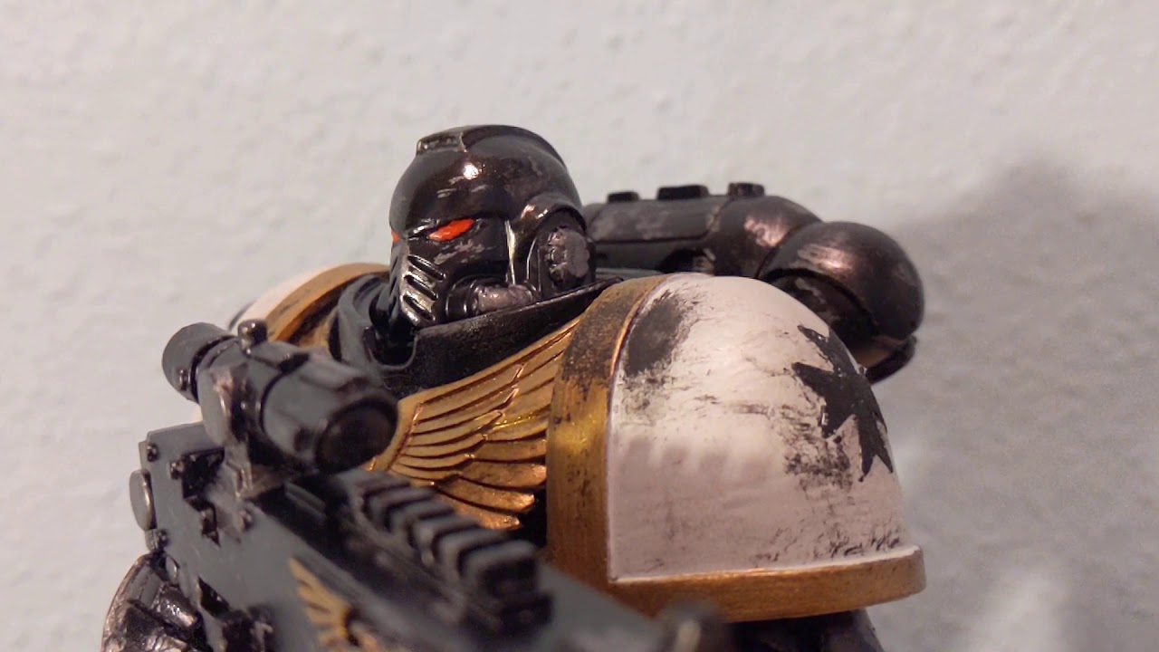 A look at my mcfarlane toys space marine painted as a Black Templar ...