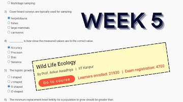 Wild Life Ecology Week 5 Assignment Answers || Assignment 5 || NPTEL || Aug 2025