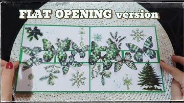 FLAT OPENING pop-up card with winter butterflies 🎄💚🎄🦋💚🎄