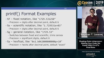Stephan T. Lavavej “Floating-Point ＜charconv＞: Making Your Code 10x Faster With C++17