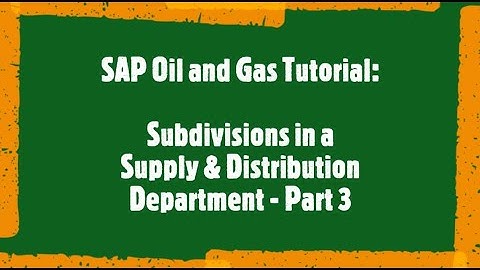 SAP Oil and Gas Tutorial: Sub Divisions in a Supply & Distribution Department - Part 3