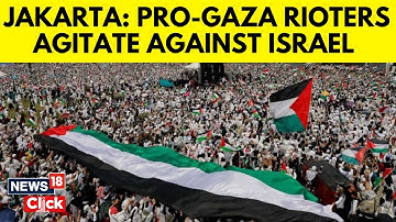 Pro-Palestinian Protesters Rally At U.S. Embassy In Jakarta Amid Gaza Bombing | Gaza War | N18G