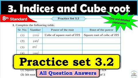Class 8 | Practice set 3.2 | Chapter 3| Indices and Cube root | Maths |All Question Answers