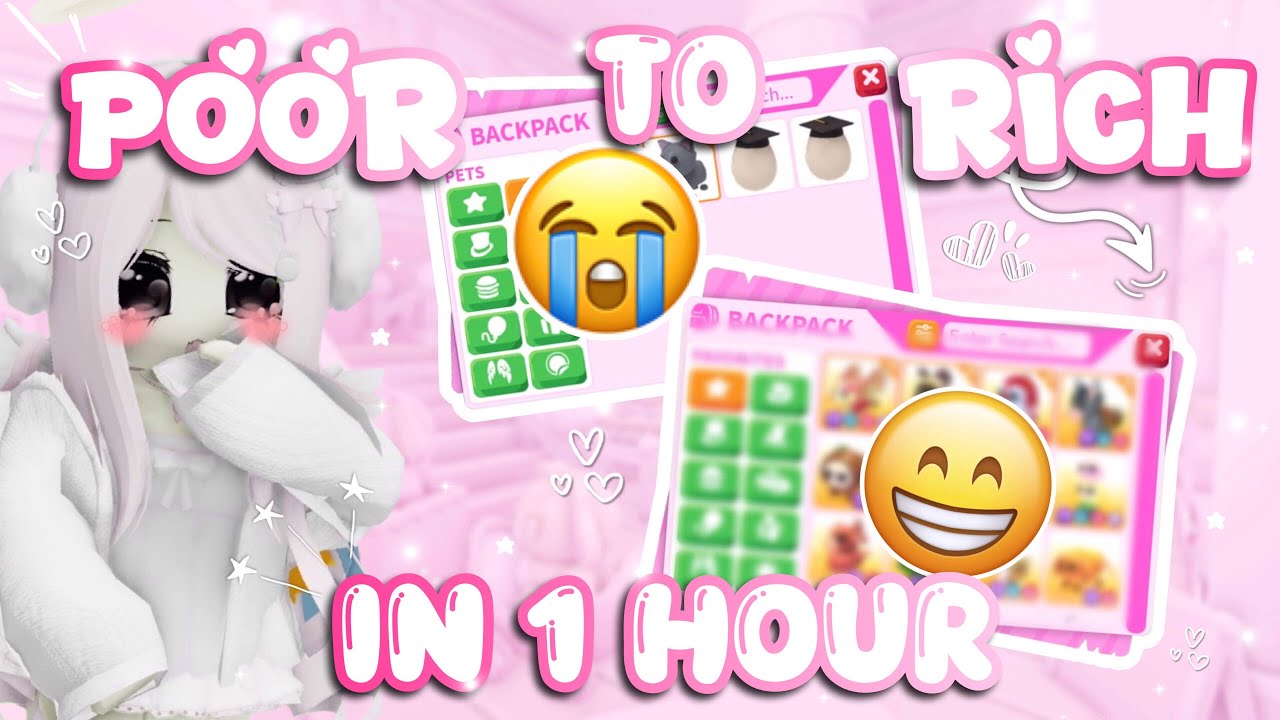  ⋆˚࿔ POOR to RICH in just 1 HOUR! can i do it??👀💞 | Adopt me 